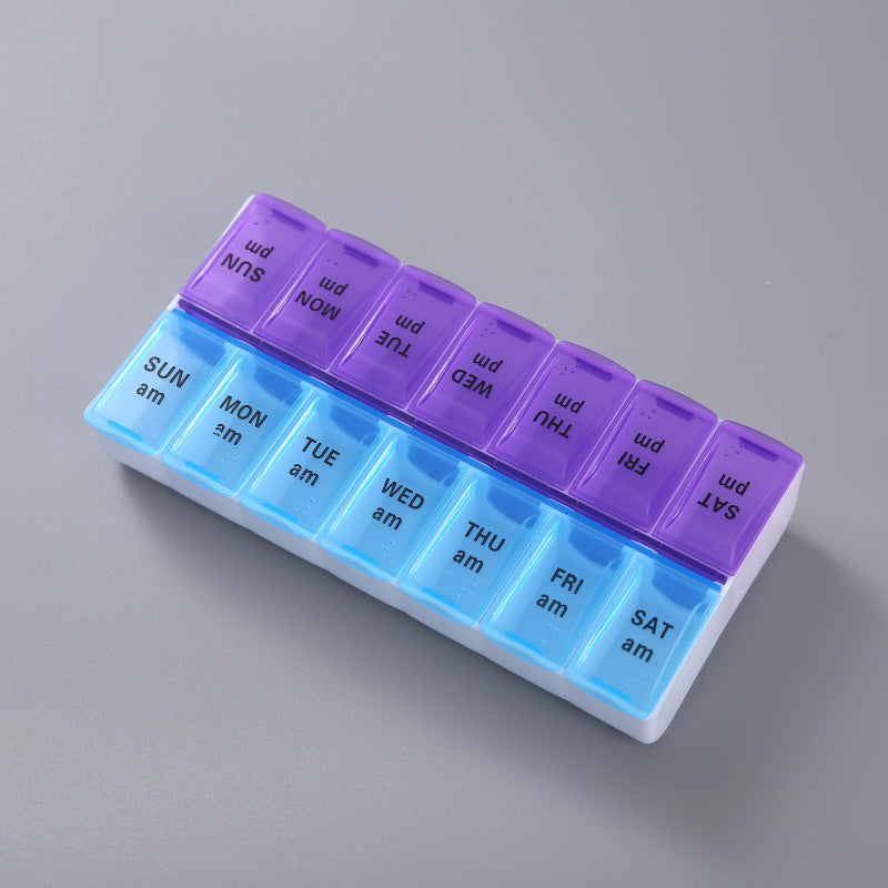 Wholesale PP Double Row Packaging 4-compartment Open Lid Portable Small Medicine Box